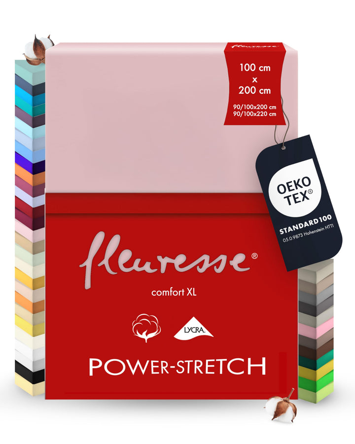 fleuresse 1119 XXL Jersey Stretch Spannbetttuch (96% Baumwolle, 4% Elasthan), mit Rumdumgummizug, Ök