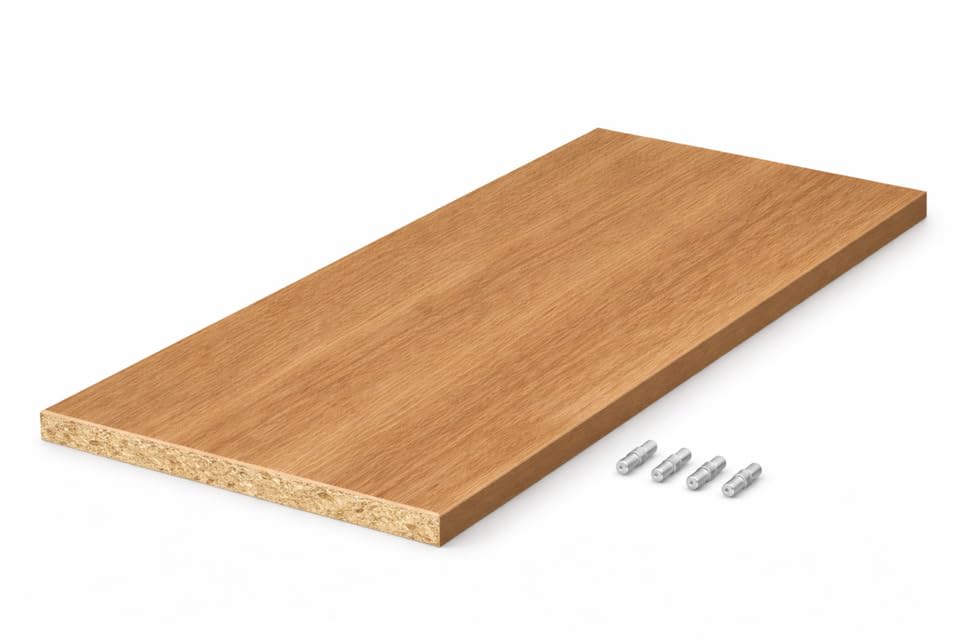 Einlegeboden nach Mass Dekorspanplatte 19mm mit ABS-Kante und Haltern Eiche Natur (100x40 cm), 100x4