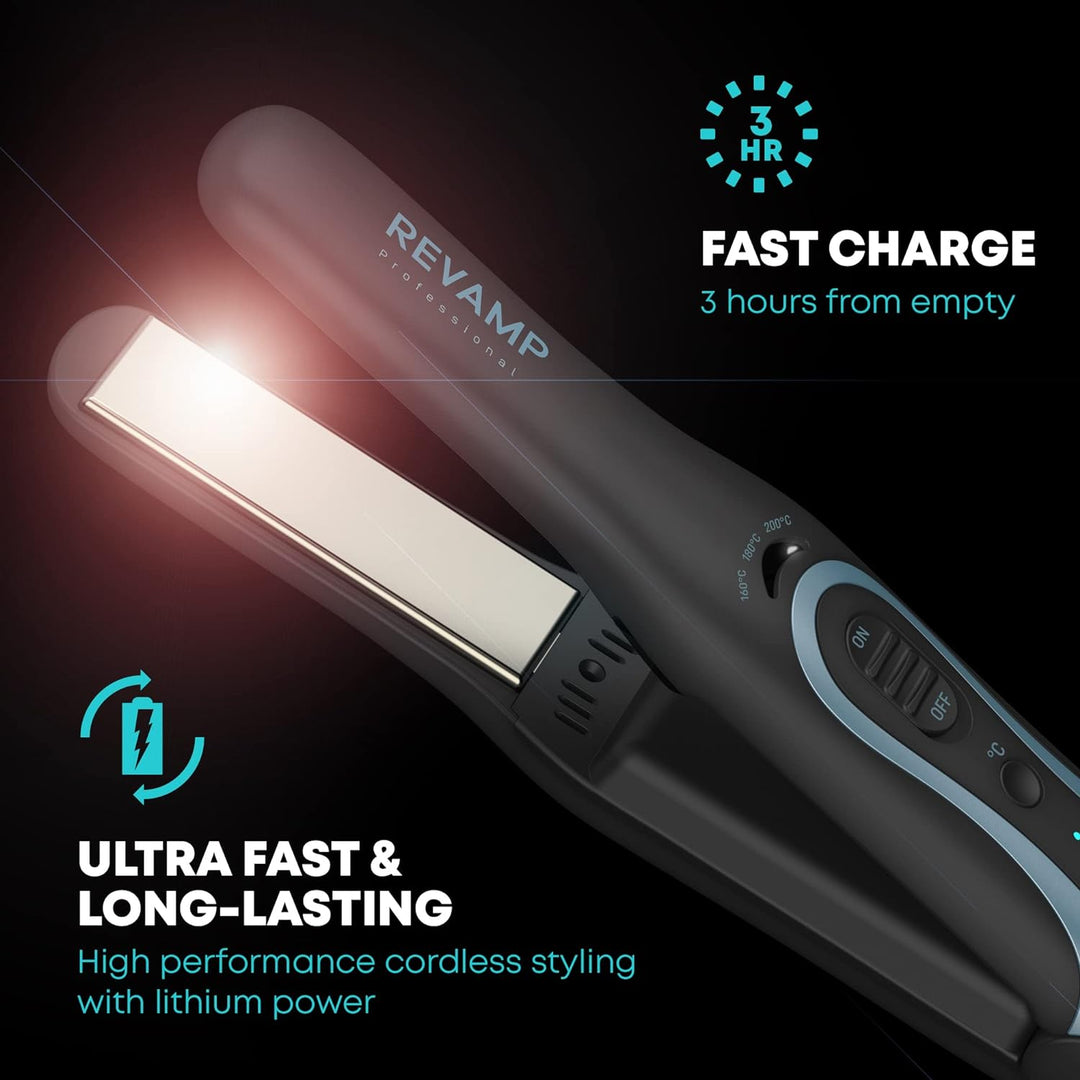 Revamp Kabelloses Progloss Liberate Shine-Glätteisen, kompaktes Keramik-Glätteisen mit Lithium-Ionen