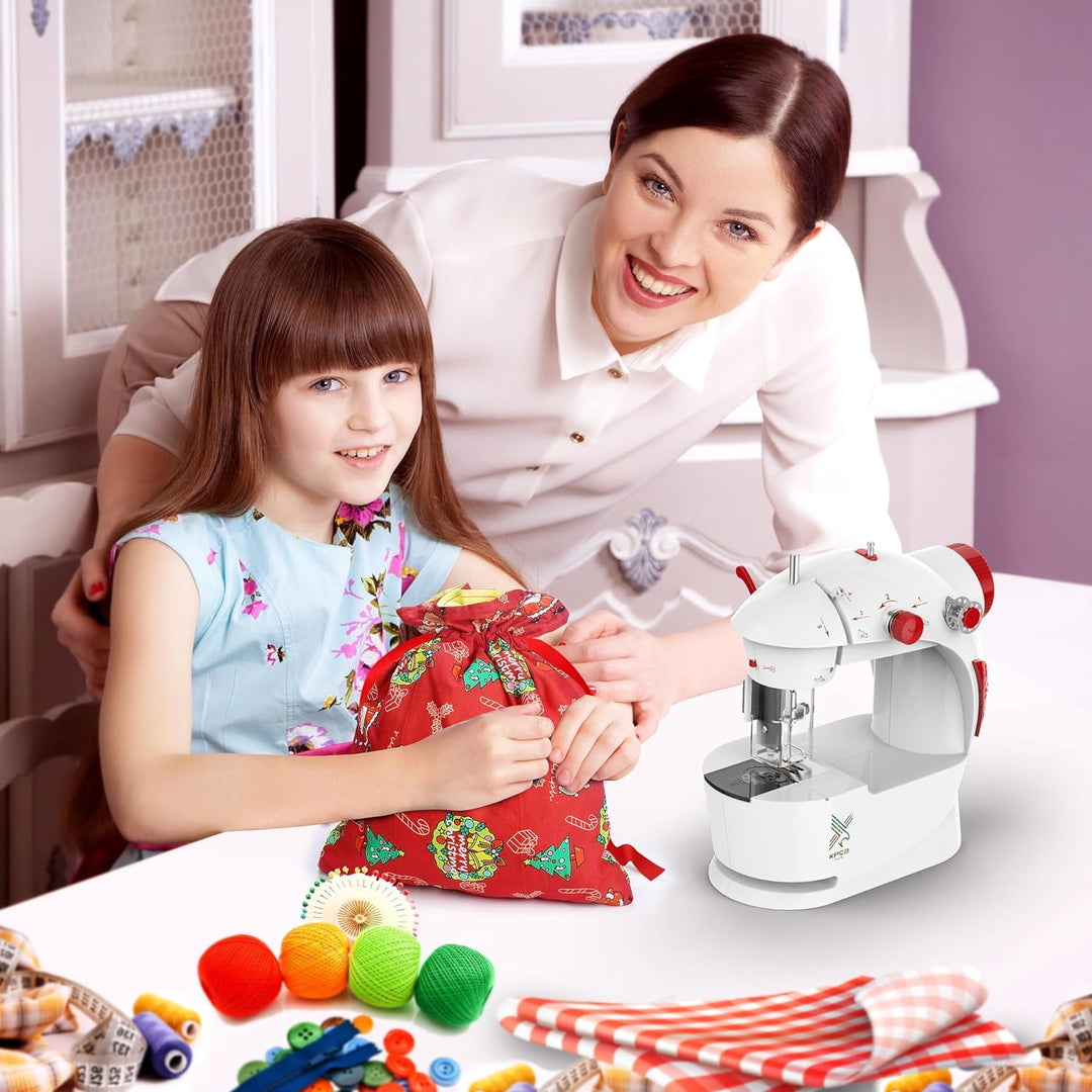 KPCB Nähmaschine Kinder mit DIY Taschenmaterial für Weihnachten Rot, Rot
