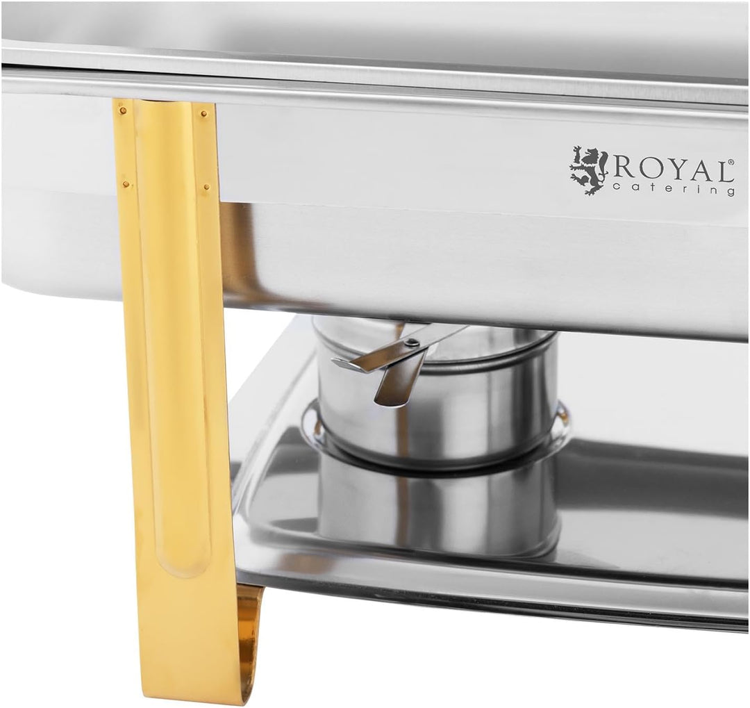 Royal Catering RCCD-RT16_9LG Chafing Dish GN 1/1 Goldakzente 9 L Warmhaltebehälter Rechaud Wärmebehä