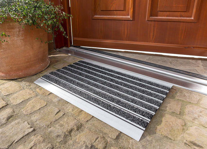 ASTRA Fussmatten – anthrazit – Aluminiumrahmen – sehr robust – feiner oder grober Struktur – Türmatt
