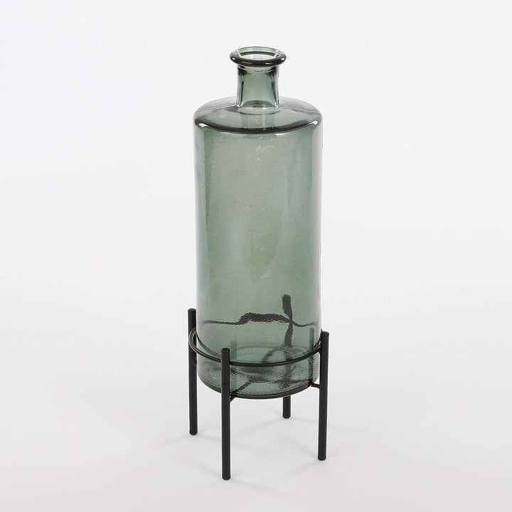 Mica decorations Guan Flasche/Vase, Glas, grau, H. 40 cm D. 15 cm H. 40 cm D. 15 cm Grau, H. 40 cm D