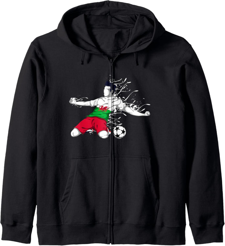 Wales Fussball-Fans Trikot mit walisischer Nationalflagge. Kapuzenjacke