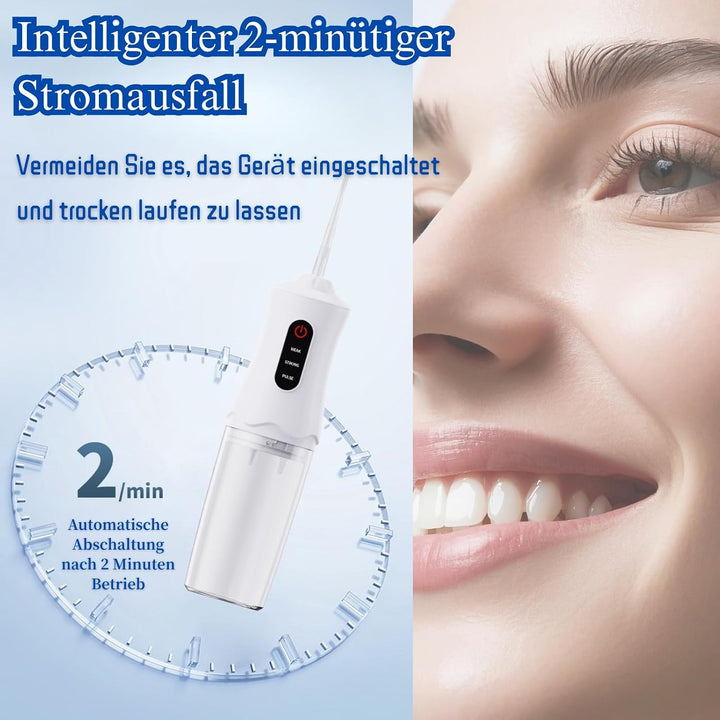 Munddusche Kabellos Wasserdicht, Water Flosser Zahnreinigung für Zwischenräume Zahndusche Zahnzwisch