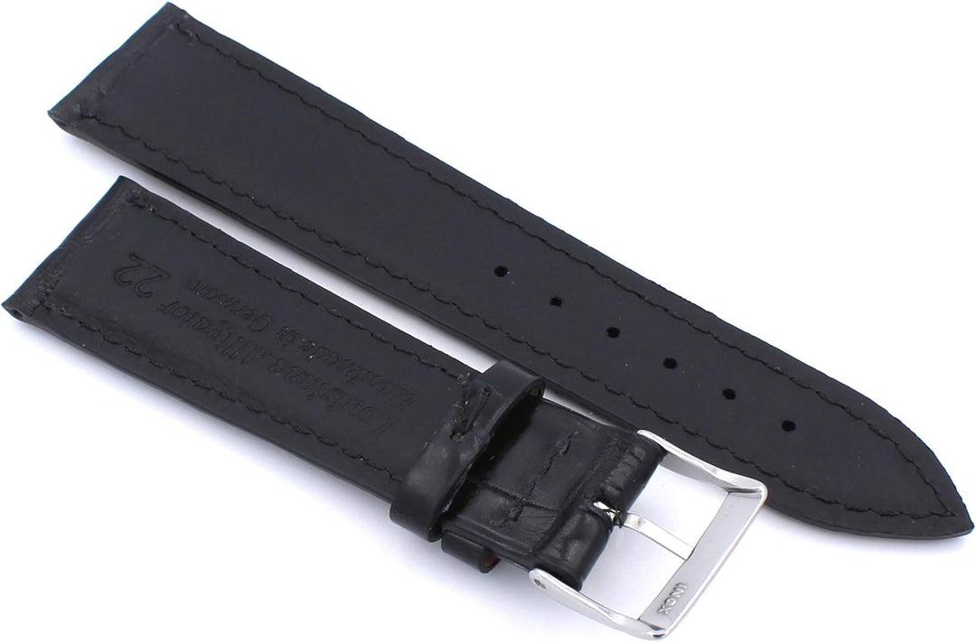 22mm Echt Alligator Vintage hangemacht in Deutschland Uhrenarmband in Schwarz