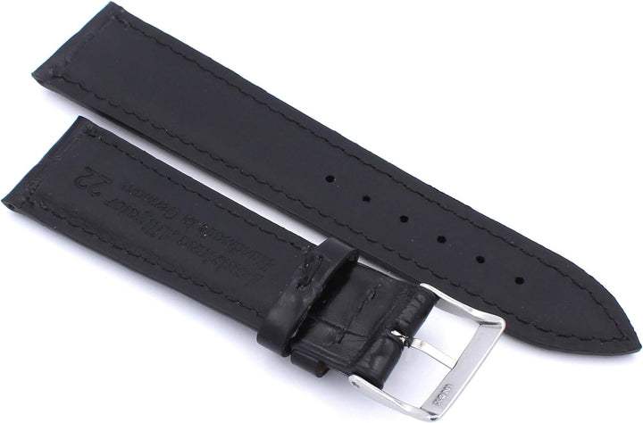 22mm Echt Alligator Vintage hangemacht in Deutschland Uhrenarmband in Schwarz