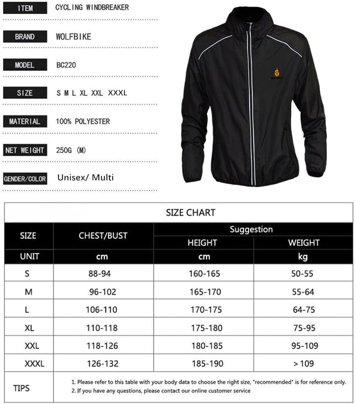 WOSAWE Herren-Fahrradjacke Winddichte wasserdichte MTB Mountainbike Jacket Für Radfahren, Joggen & W