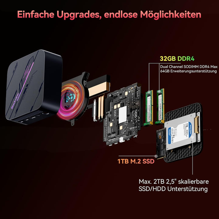 Blackview MP100 Mini PC 32GB RAM 1TB NVME PCIe3.0 SSD,AMD Ryzen 5 7430U(6C/12T, Bis zu 4.3Ghz),WiFi6