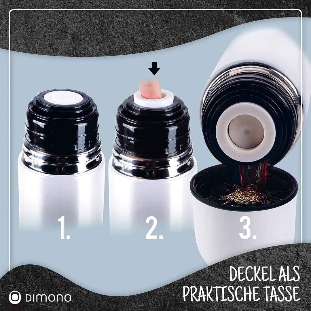 Edelstahl Thermosflasche mit Becher & Bürste; Thermoskanne Doppelwandige Isolierkanne; Auslaufsicher