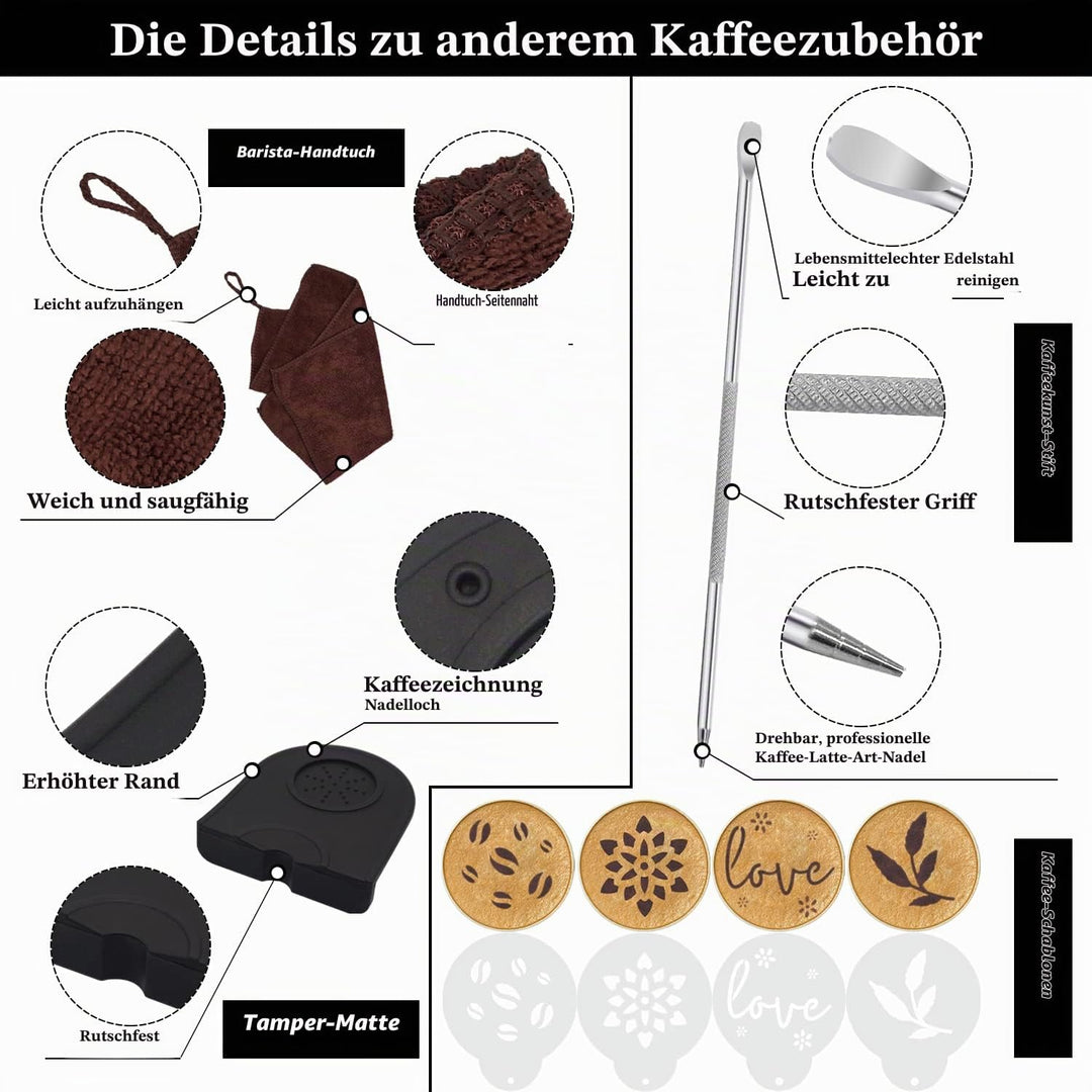 51mm Kaffee Tamper Set 304 Edelstahl Base Holzgriff Siebträgermaschine Zubehör Espresso Tamper mit T