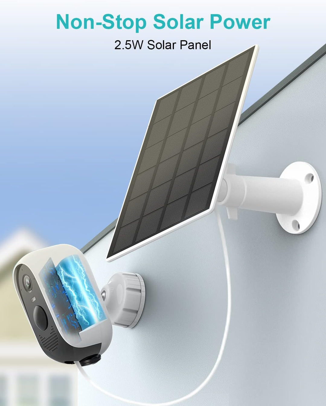WUUK Zertifiziertes Solarpanel, Kompatibel 2K Überwachungskamera Aussen,Kontinuierliche Leistung Lie