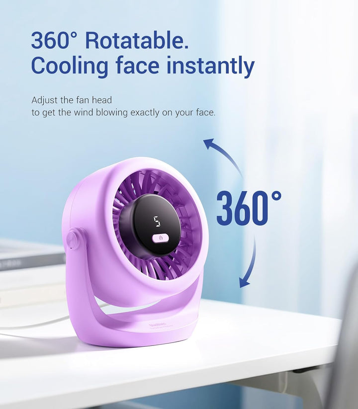 Diveblues USB Turbo Tischventilator, Ultra-Leiser Mini Ventilator, Leistungsstarker Wind, LED-Displa