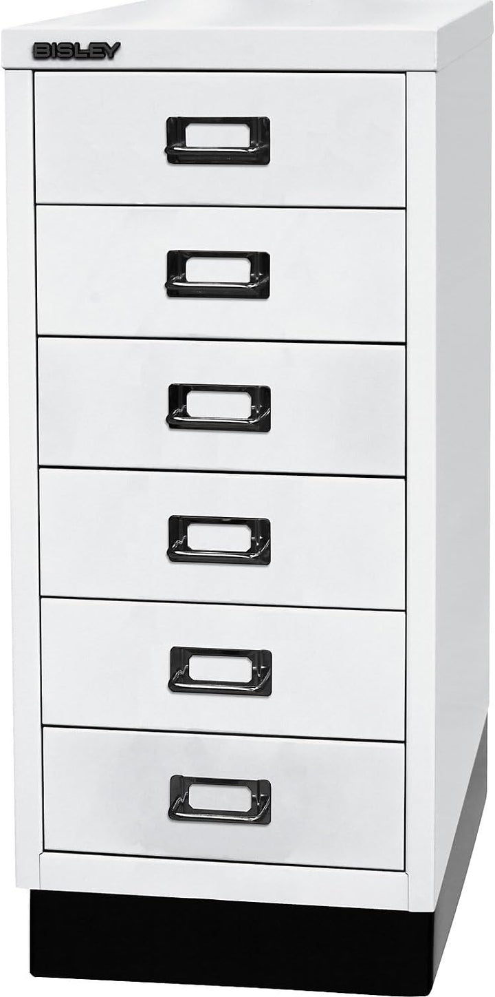 BISLEY MultiDrawer, 29er Serie mit Sockel, DIN A4, 6 Schubladen, Metall, 696 Verkehrsweiss, 38 x 27.