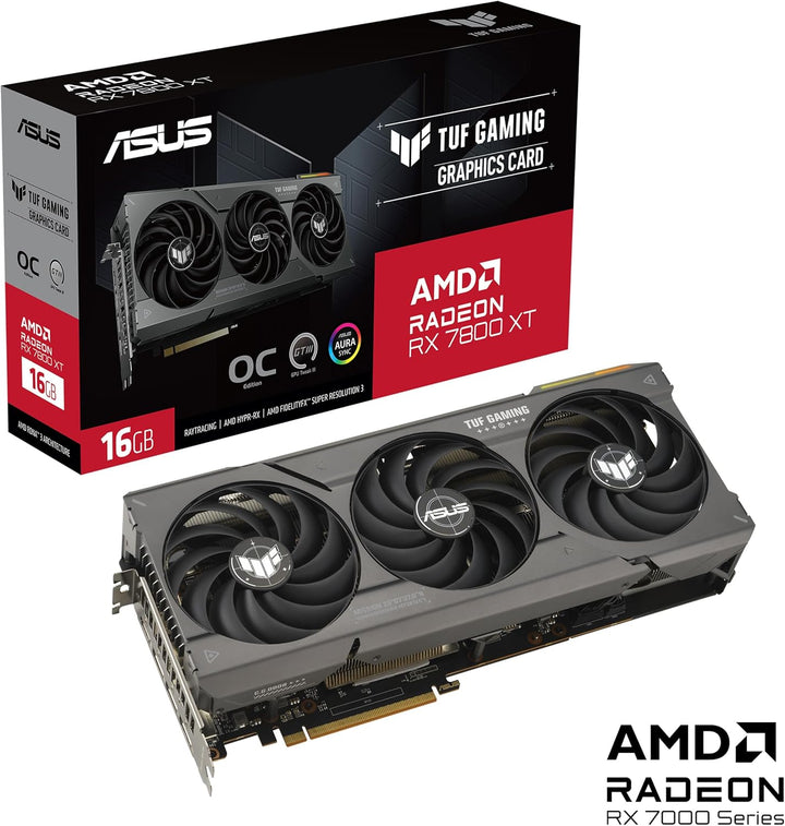 ASUS TUF Gaming Radeon RX 7800 XT OC Edition 16GB GDDR6 Gaming Grafikkarte schwarz (AMD Radeon RX780