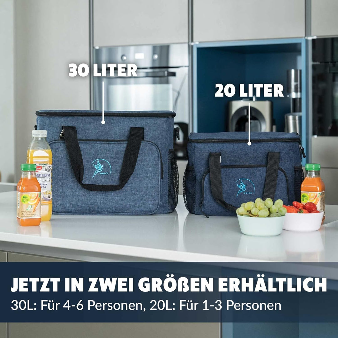 Obics Kühltasche klein 20L & Gross 30L, Kühlbox faltbar mit Flaschenöffner Lunchtasche Herren - lang