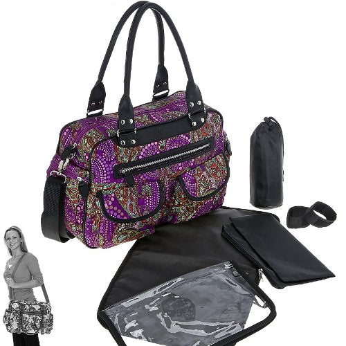 6 TEILE Set: ALESSANDRO Wickeltasche FLEUR Babywickeltasche + Wickelmatte + Windeltasche + Wäschesac