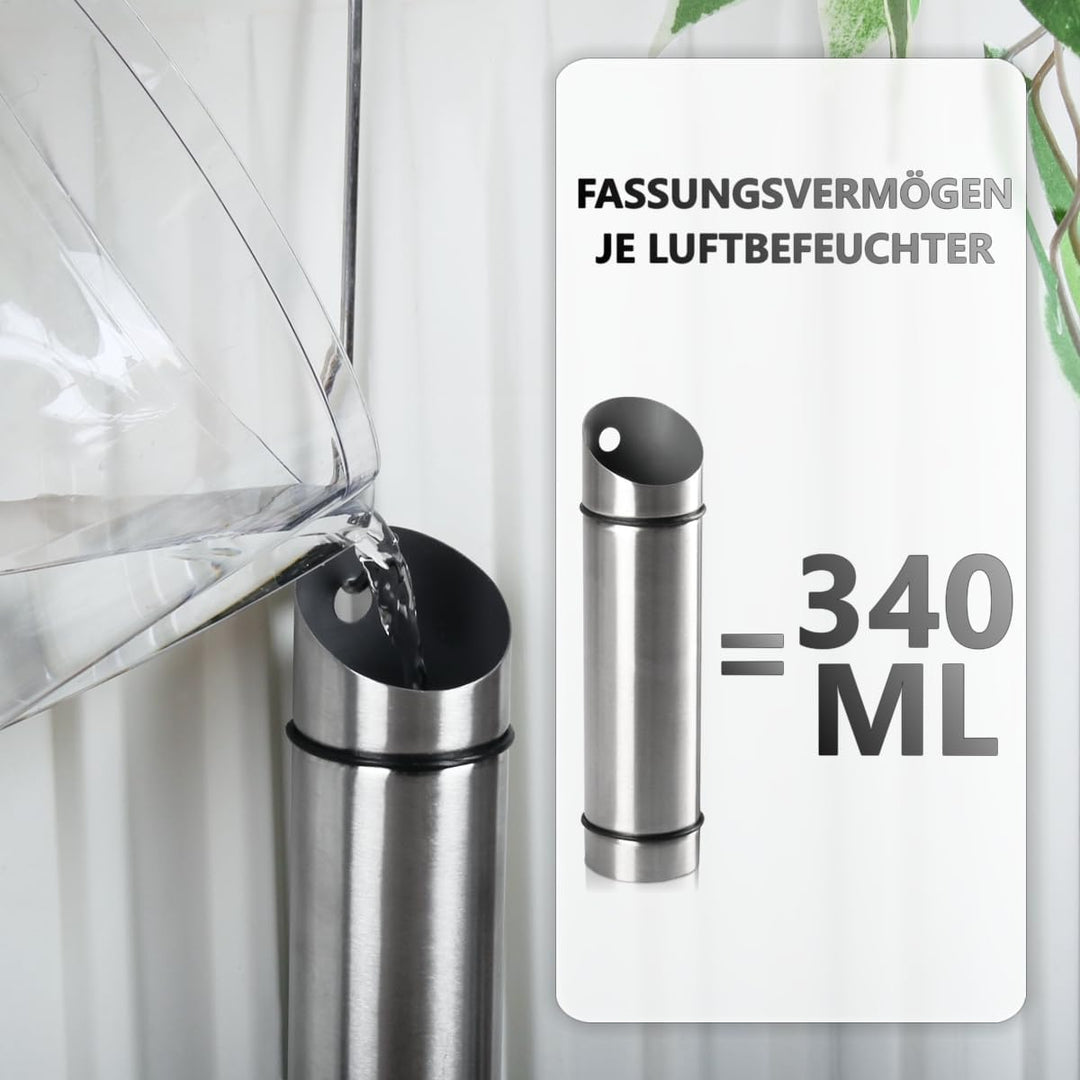 Stimo 4er SET Luftbefeuchter Heizung Wasserverdunster für Heizkörper Edelstahl (Edelstahl, 4x) Edels