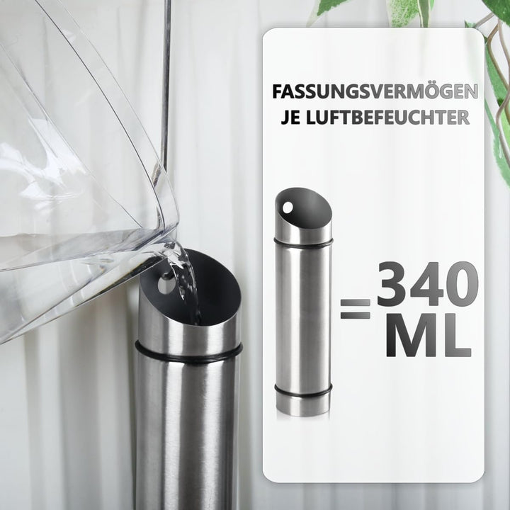 Stimo 4er SET Luftbefeuchter Heizung Wasserverdunster für Heizkörper Edelstahl (Edelstahl, 4x) Edels