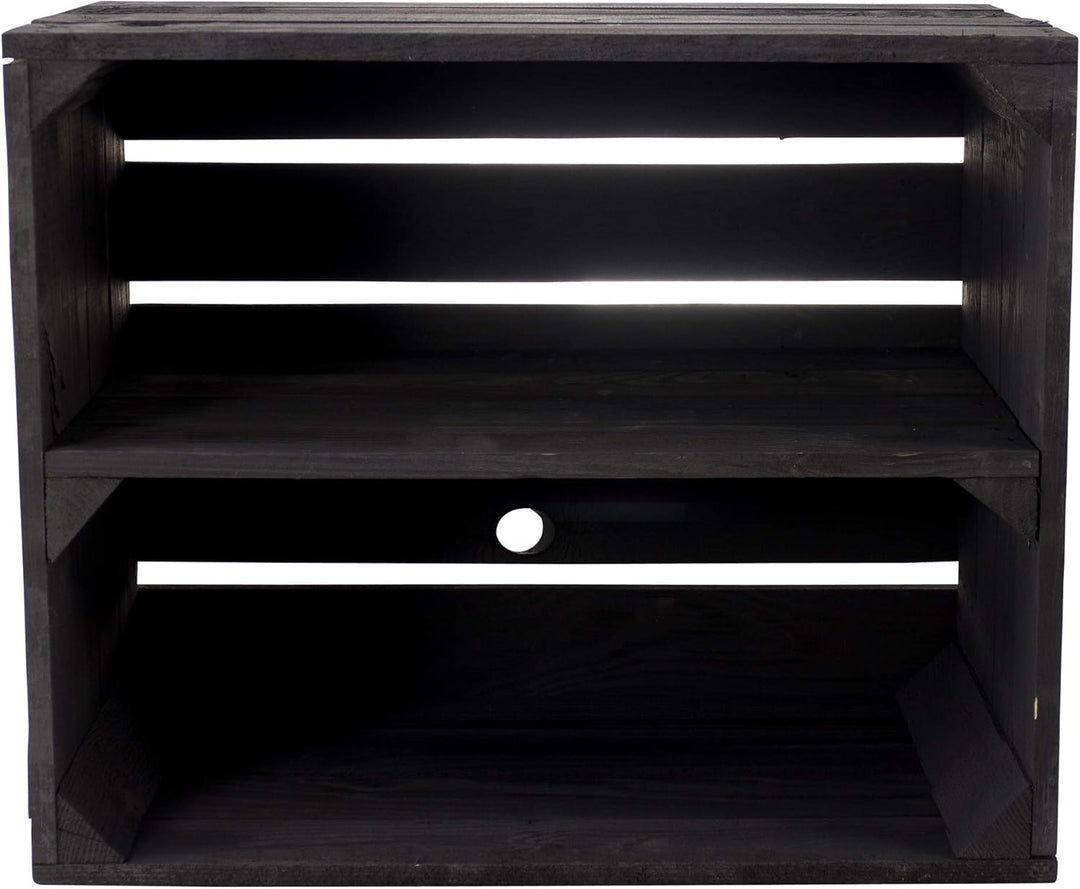 Holzkiste für Schuh- und Bücherregal in schwarz 50x40x30cm