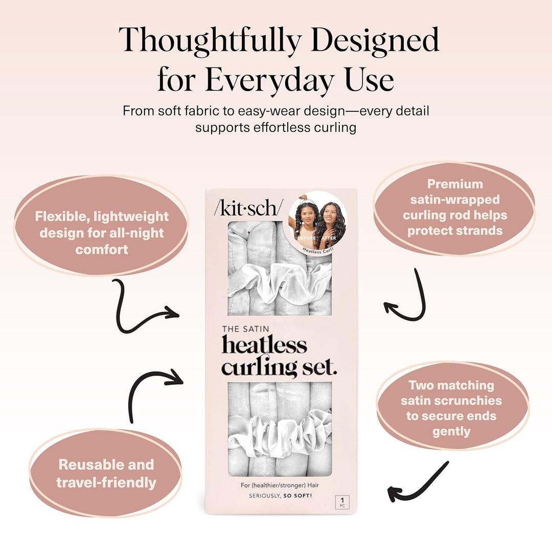 Kitsch Satin Heatless Curling Set - Lockenwickler für Heatless Curls | Heatless Hair Curler & Hot Ro