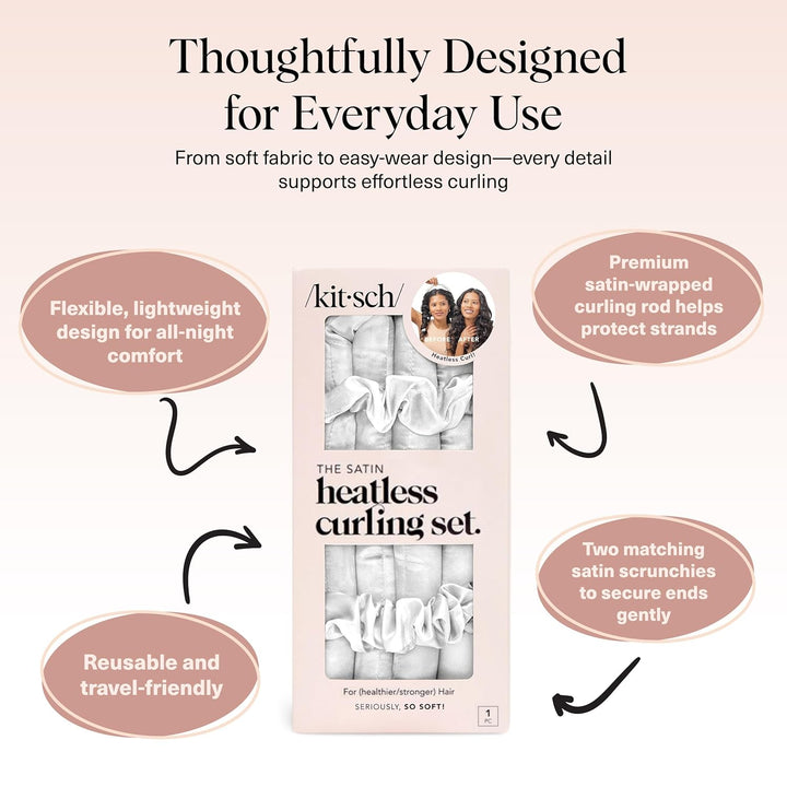 Kitsch Satin Heatless Curling Set - Lockenwickler für Heatless Curls | Heatless Hair Curler & Hot Ro