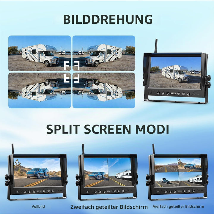4 Magnetisch Solar Rückfahrkamera Kabellos, HD1080P, 9&