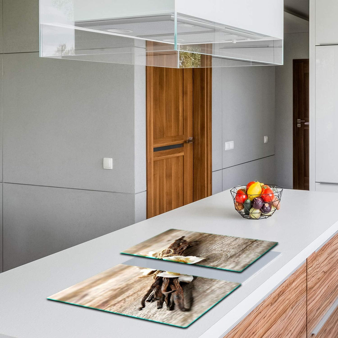 TMK | Herdabdeckplatten Set 2x40x52 cm Ceranfeld Abdeckung Glas Spritzschutz Abdeckplatte Glasplatte