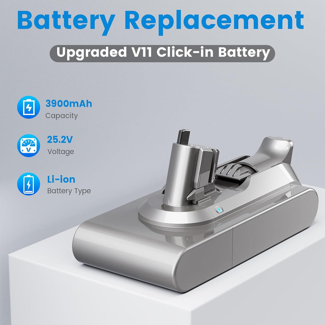 Klickstil SV15 Akku mit Ladegerät für Dyson V11, 3900mAh ASUNCELL Ersatzakku für V11 Torque Drive Ou