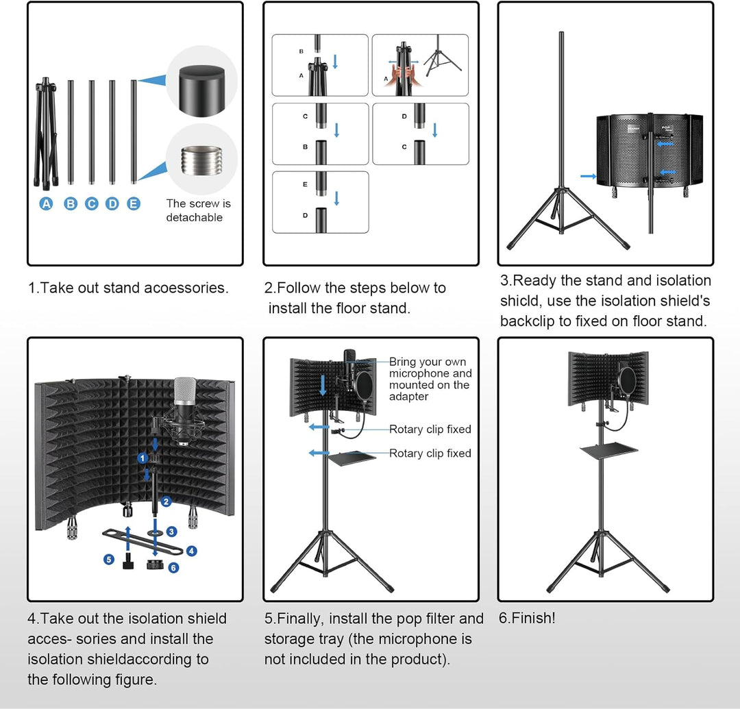 Mikrofon Isolation Schallschutz,Aokeo Pop Filter schallabsorbierend Mikrofonisolationsschirm Einstel
