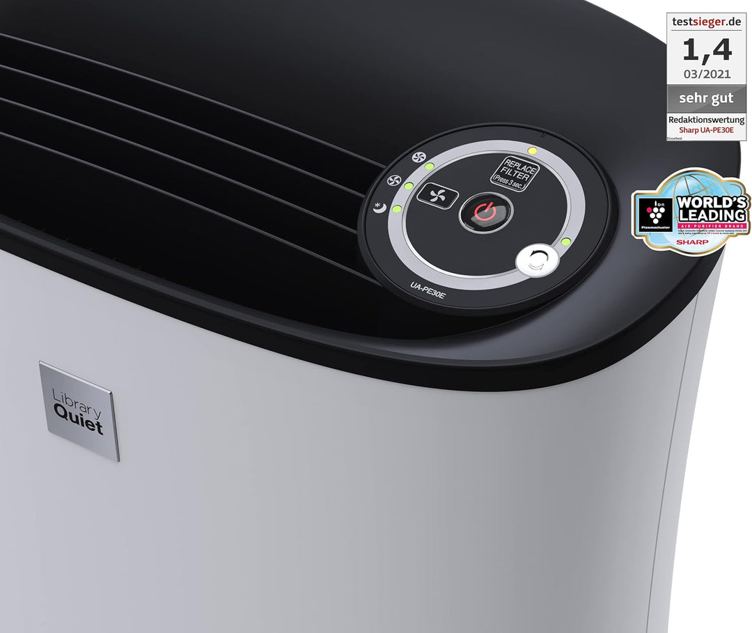 SHARP UA-PE30E-WB Luftreiniger für Räume bis zu 21 qm, 2-Stufen Filtersystem (Vorfilter, HEPA-Filter