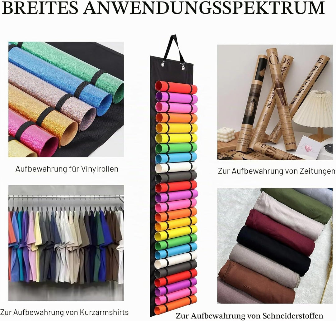 Vinyl-Rollenhalter, mit 24 Fächern und 23 Taschen, Doppelseitige Vinyl Rollen Aufbewahrungs mit Hake