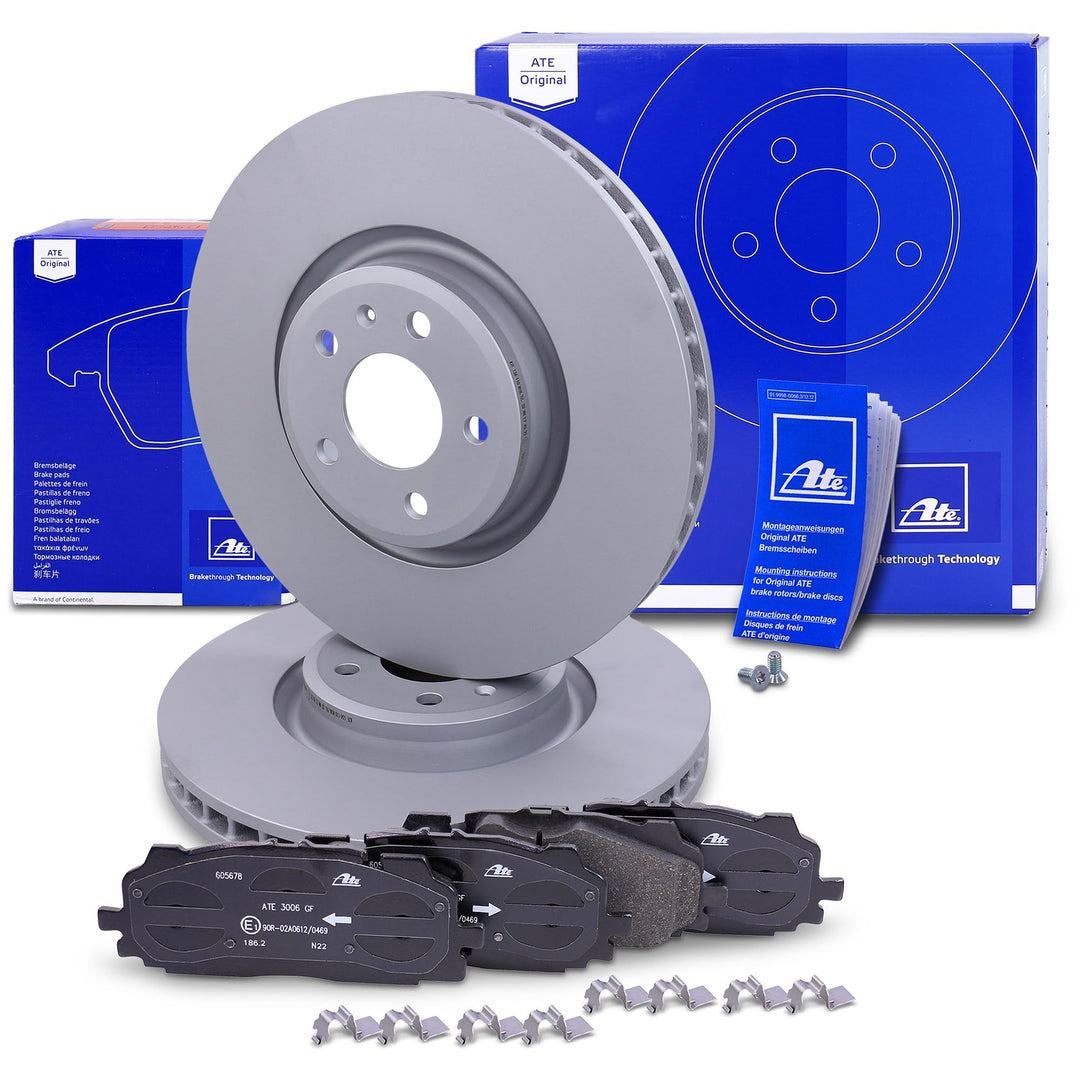 ATE Bremsenset Vorderachse inkl. Bremsscheiben vorne Ø 349 mm belüftet und Bremsbeläge vorne Kompati