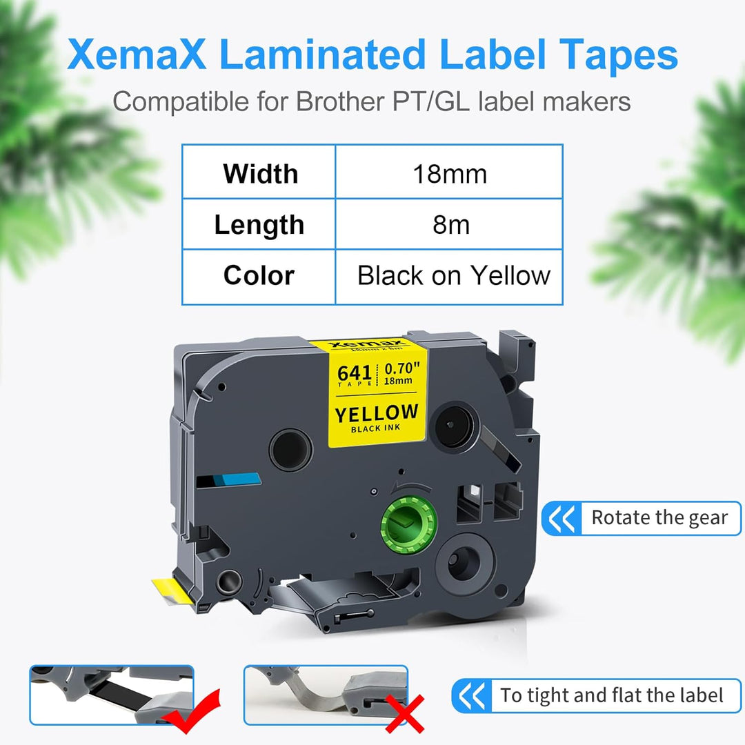 3x XemaX Kompatibel Schriftband Ersatz für Brother P-touch Bänder 18mm TZe-641 TZe 0,7'' Etikettenba