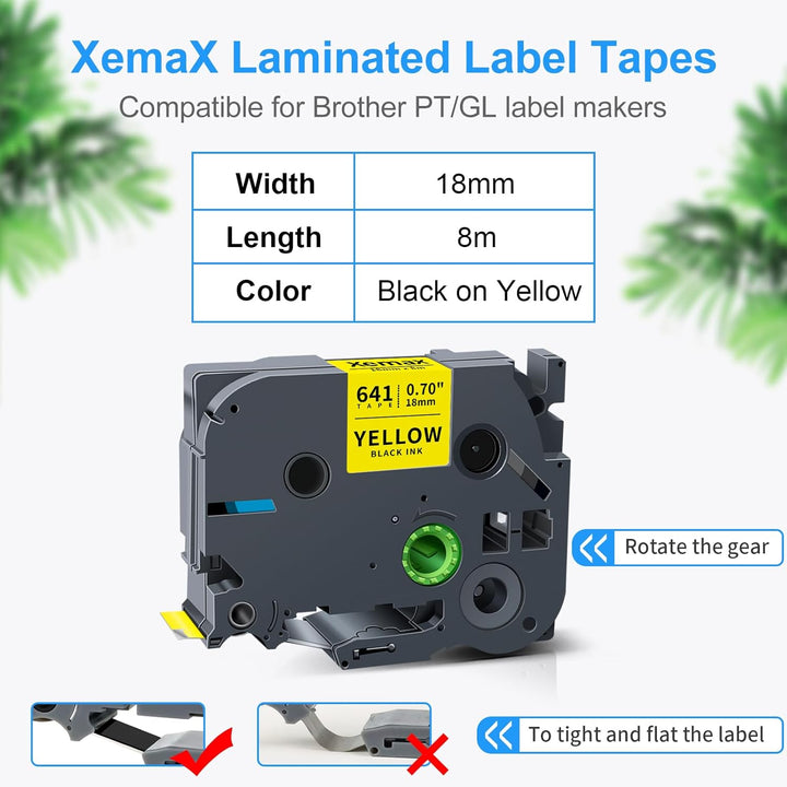 3x XemaX Kompatibel Schriftband Ersatz für Brother P-touch Bänder 18mm TZe-641 TZe 0,7'' Etikettenba