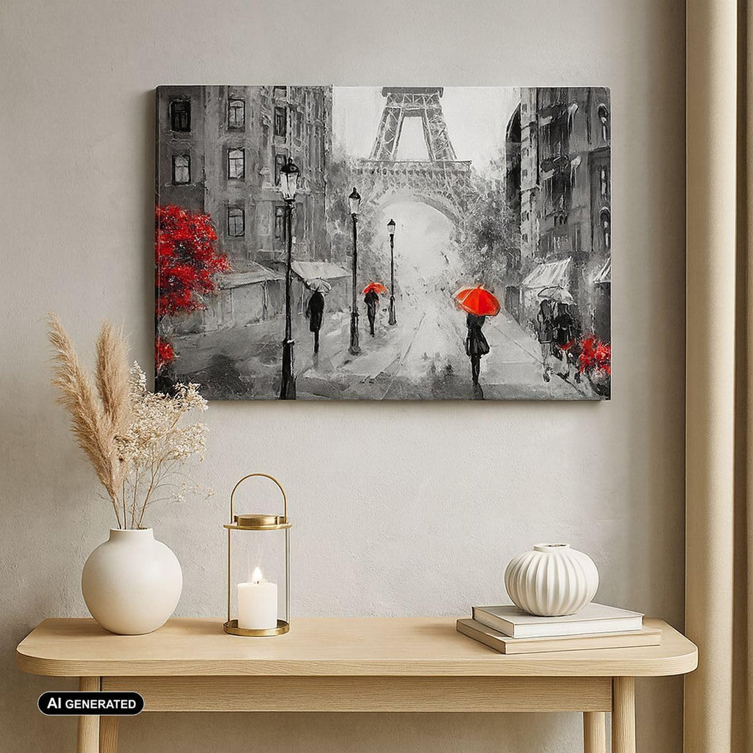 Bilder auf Leinwand Paris Stadt Zuhause Leinwandbild mit Rahmen 70x50cm Wandbilder Dekoration Wohnzi
