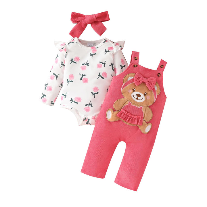 Baby Mädchen Kleidung Floral Tops Body Bär Latzhose Einstellbare Overalls Outfits Set 3-6 Monate Ros