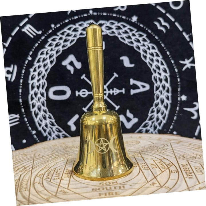 MAGICLULU Kleine Altarglocke Handklingel Mit Pentagramm-Muster Messdienerglocke Hochzeitsdekoration