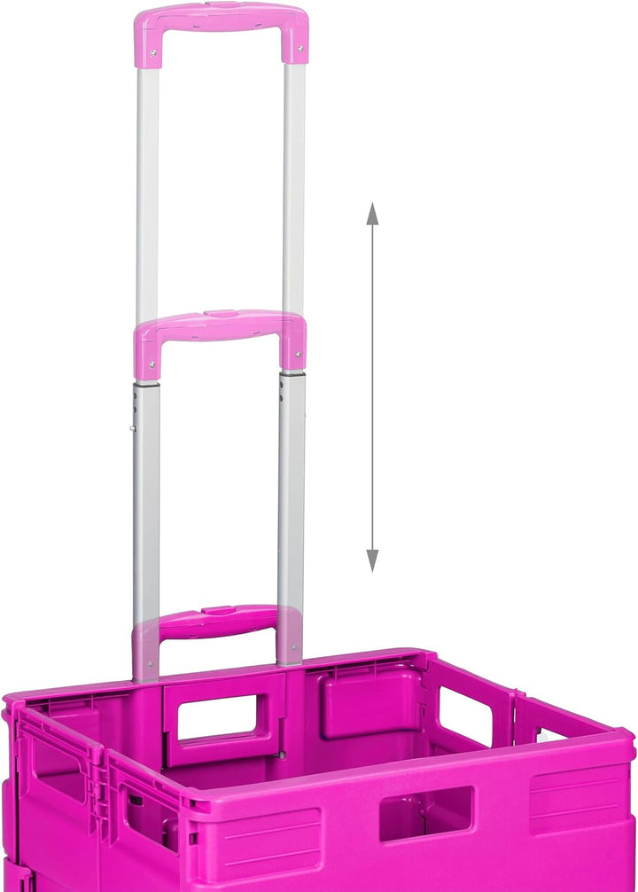Relaxdays Einkaufstrolley, Klapptrolley mit Rollen & Teleskopgriff, bis 35 kg, Faltbare Einkaufshilf