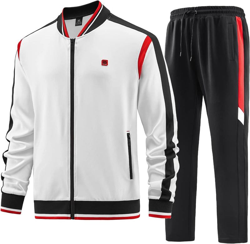 W JIANWANG Herren Trainingsanzug und Jogginganzug - Sportanzug für Männer mit Langarm Reissverschlus
