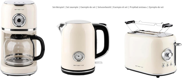 EMERIO Toaster Retro Style | 800 Watt | 2 Scheiben | 7 einstellbare Bräunungsgrade | Brötchenaufsatz