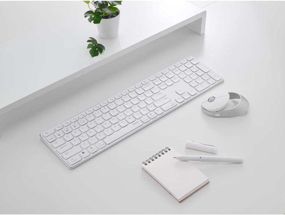 Rapoo 9850M kabelloses Tastatur-Maus Set Wireless Deskset 1600 DPI Sensor wiederaufladbarer Akku fla