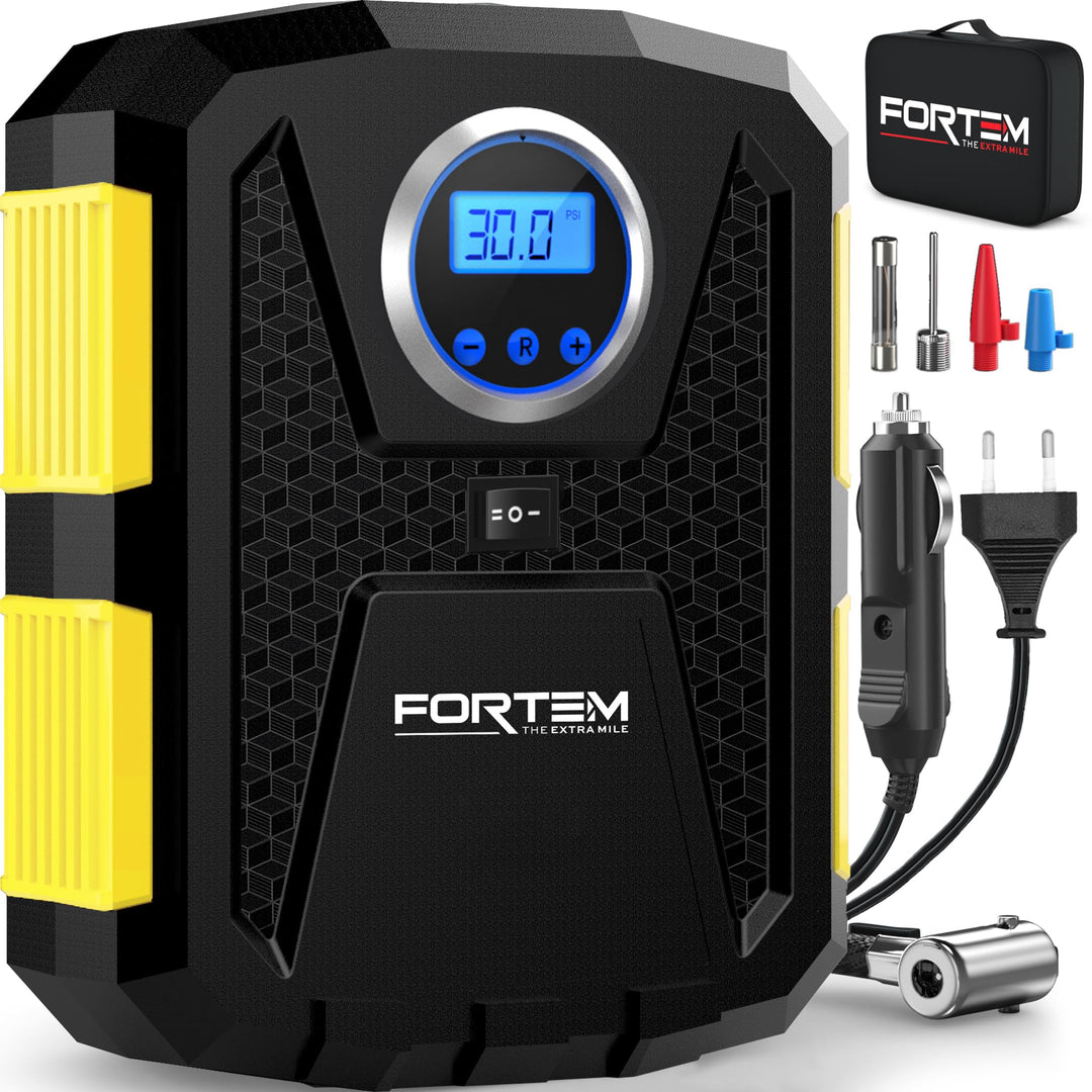 Fortem Tragbarer Kompressor Autoreifen, Kompressor Fahrrad, 12V Autoreifen Pumpe und Fahrradpumpe El