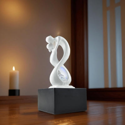 Zen'Light - Moderner Zimmerbrunnen Amor Schwarz&Weiss mit Farbigem LED-Licht - Abnehmbare Skulptur -
