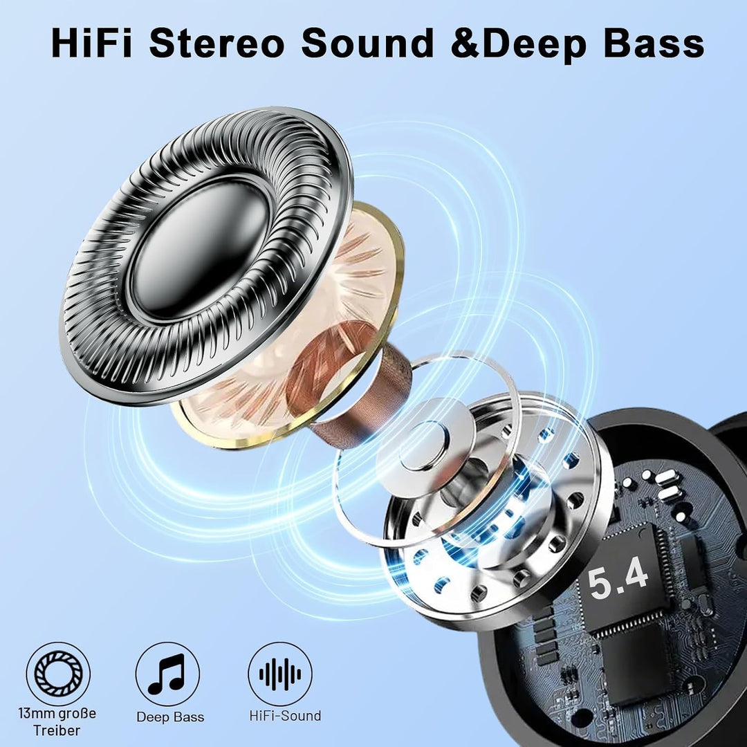 2026 Kopfhörer Kabellos Bluetooth 5.4, Bluetooth Kopfhörer, 4 ENC Noise Cancelling Mics, 50 Std Spie