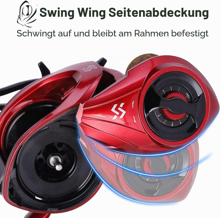 Sougayilang Baitcasting Angelrolle, 8: 1 Übersetzungsverhältnis mit magnetischem Bremssystem, 9 + 1