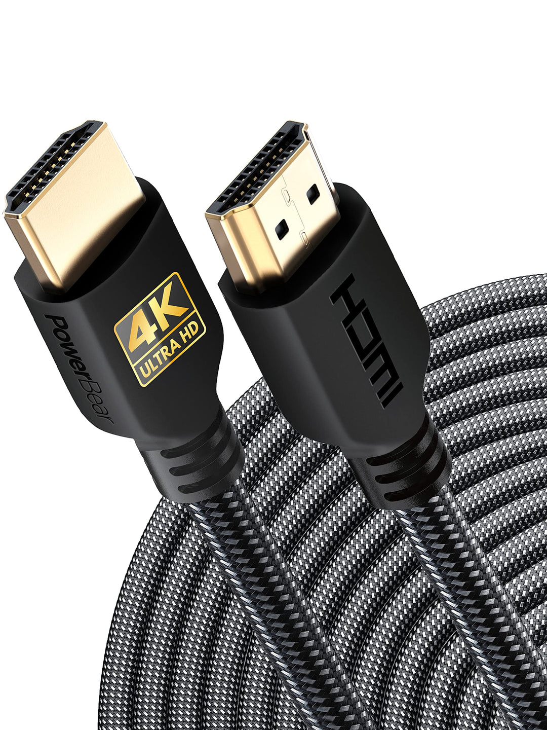 PowerBear 4K HDMI Kabel 7.6m | 18Gbps Hochgeschwindigkeit HDMI Kabel, geflochtenes Nylon & Goldsteck
