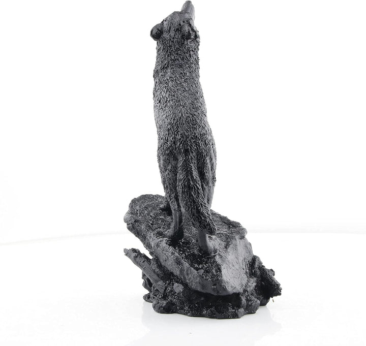 Schwarzer Wolf-Skulptur Wildtier-Heulender Wolf, Statue und Figur Black001, Black001
