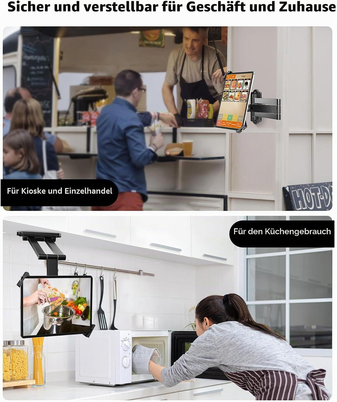 AboveTEK Tablet Wandhalterung iPad Ständer für 7-11Zoll Tablets/iPad/Galaxy Tab/Slate/Fire Tablet Ha