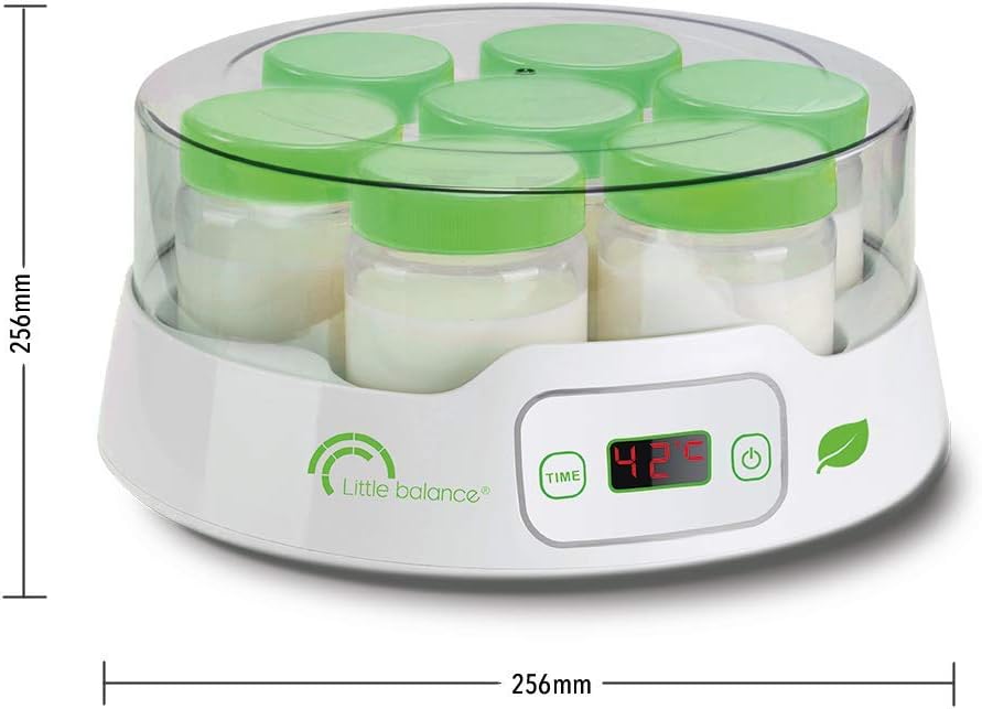 LITTLE BALANCE 8487 Joghurtbereiter 7 Digital, Joghurtbereiter + 13 Gläser aus Glas, 190 ml, für sel